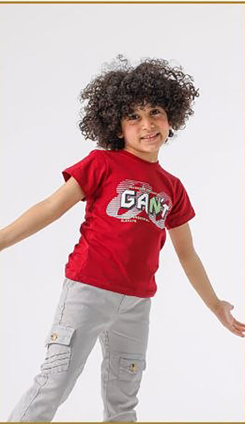 طقم "GANT" –  6004  تيشيرت قطن مريح مع بنطلون كارجو جوجر