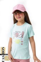Girls' set "Yes Doul" – 7000 Printed T-shirt with multi-pocket gabardine shorts