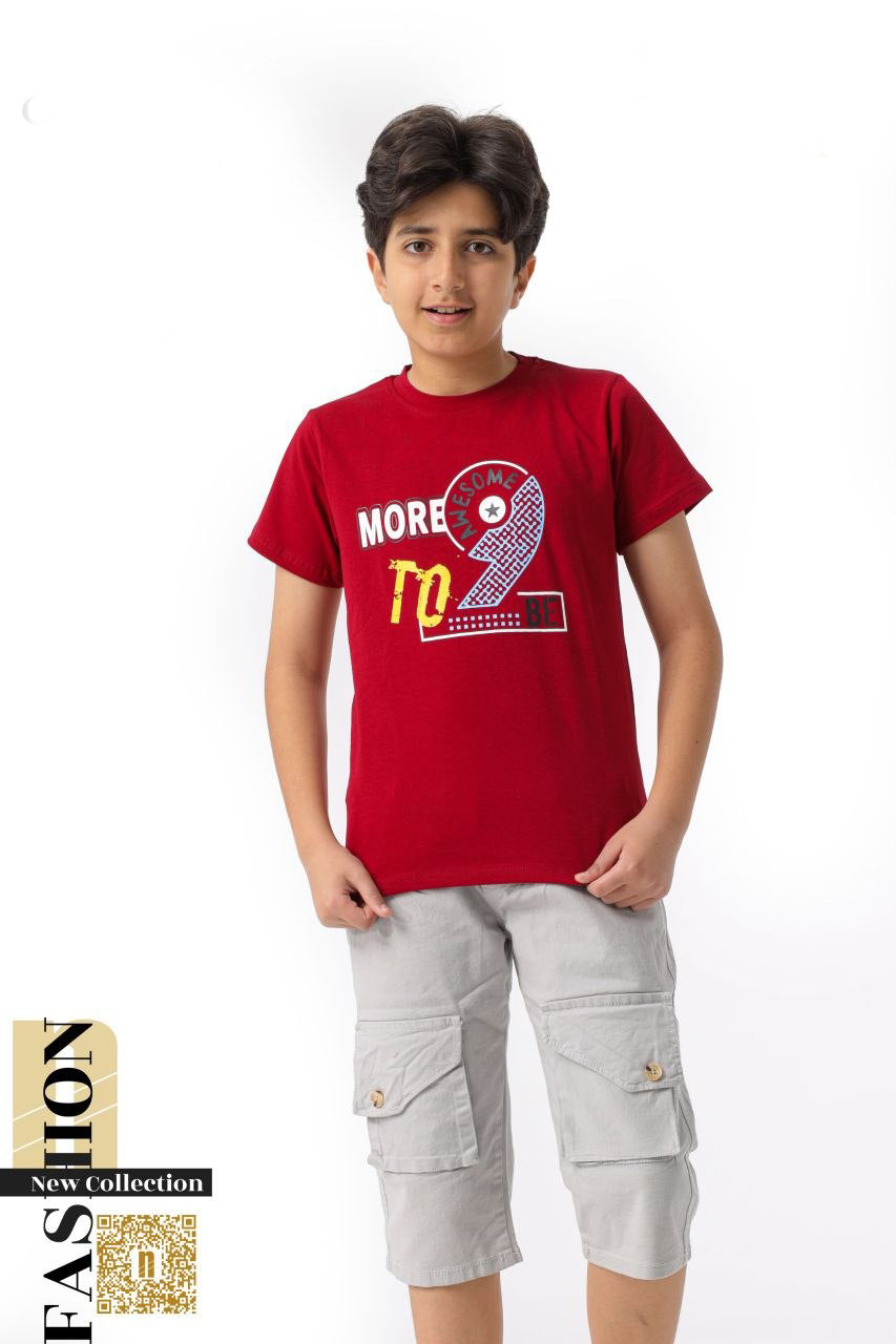 طقم أولادي كاجوال "Street Style" – تيشيرت مطبوع + شورت كارجو  6002