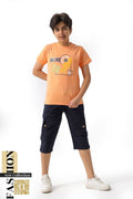 Boy's Casual "Street Style" Set - Printed T-Shirt + Cargo Shorts 6002