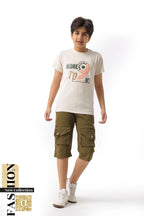 Boy's Casual "Street Style" Set - Printed T-Shirt + Cargo Shorts 6002