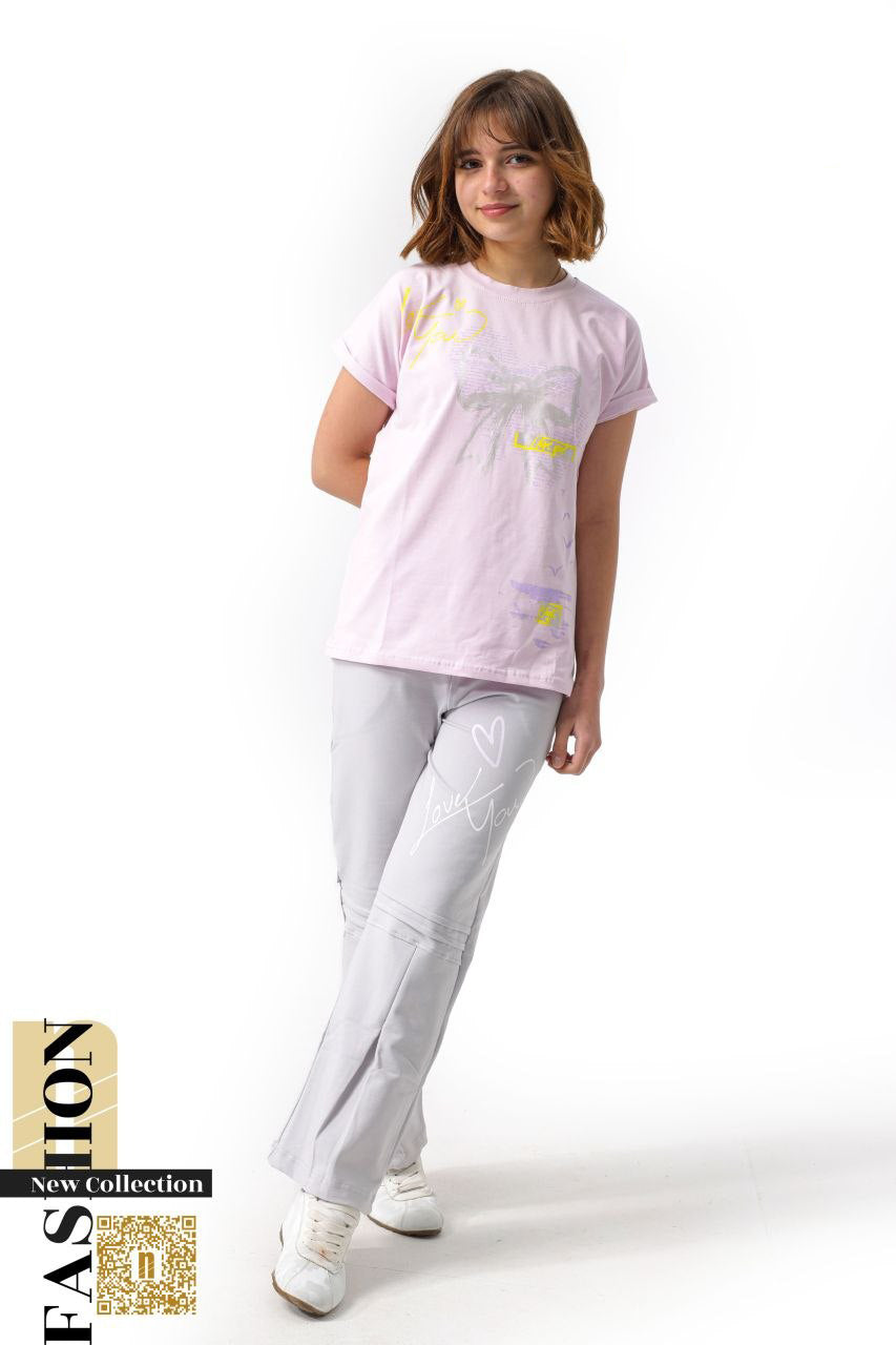 طقم بيجامة7009  كارجو "Love You" – كوليكشن جديد 2026