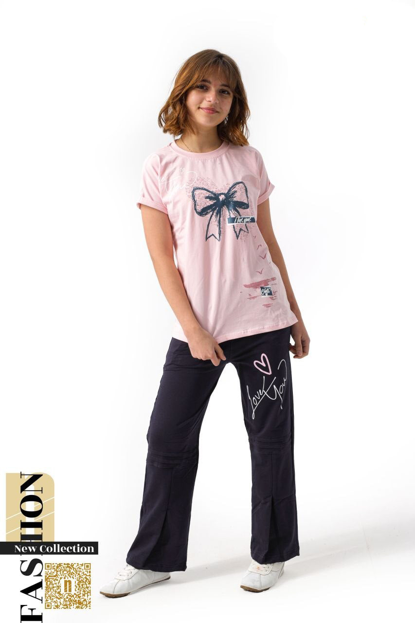 طقم بيجامة7009  كارجو "Love You" – كوليكشن جديد 2026