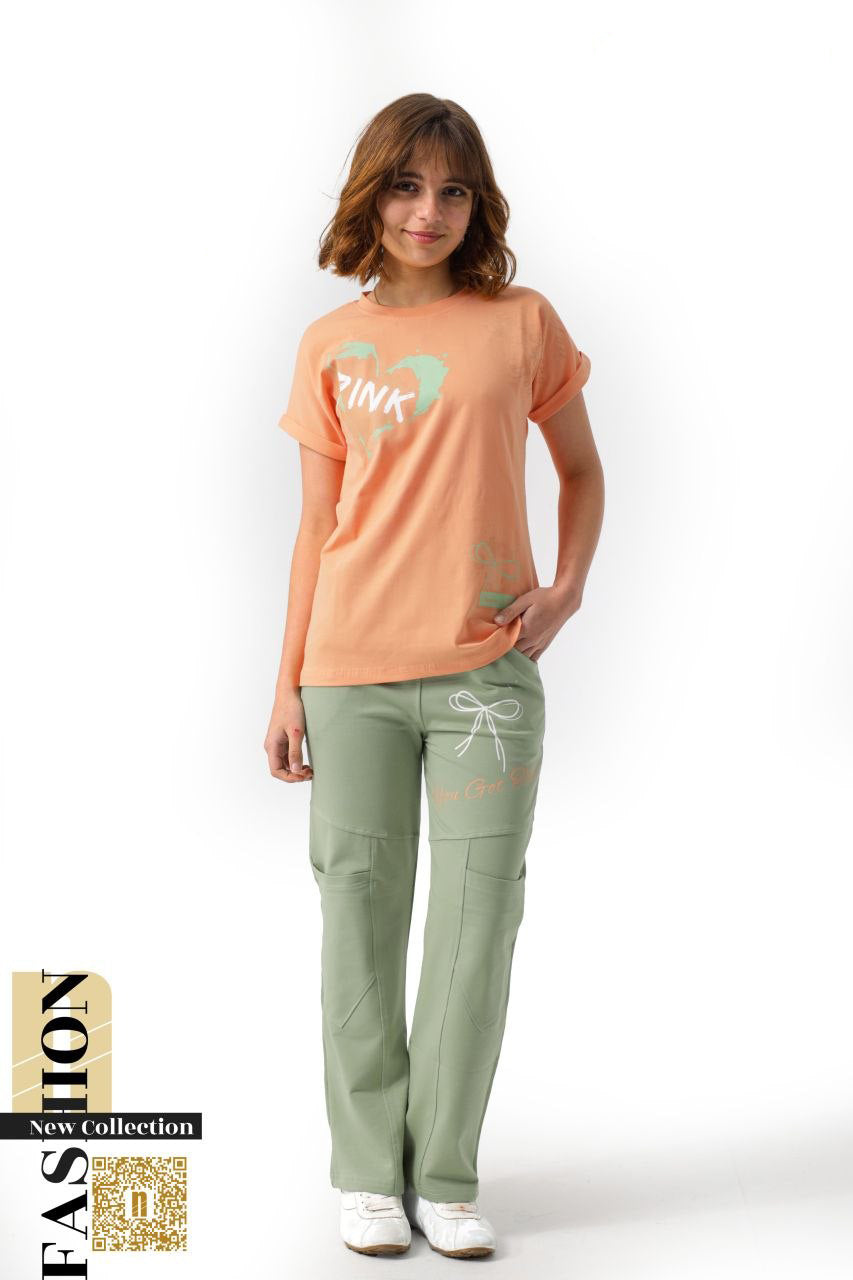 طقم  بيجامة كارجو7010 كاجوال "PINK Vibes" –  كوليكشن جديد 2026