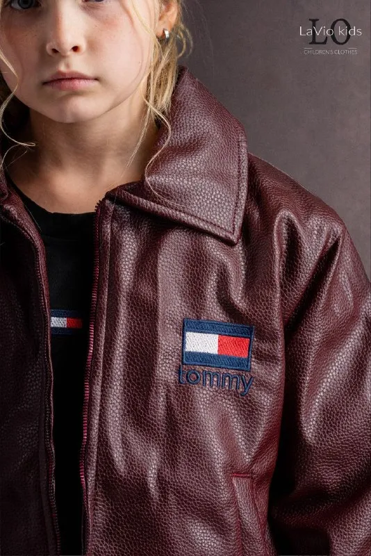 MODEL 16 | TOMMY BURGUNDY LEATHER JACKET SET — صورة 5