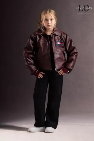 MODEL 16 | TOMMY BURGUNDY LEATHER JACKET SET — صورة 8