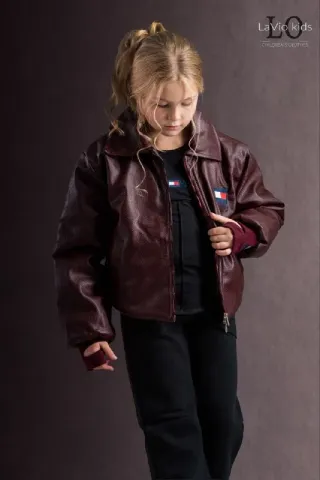 MODEL 16 | TOMMY BURGUNDY LEATHER JACKET SET — صورة 9